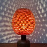 Vintage Scandinavian table lamp in bamboo and wood, 1970s.