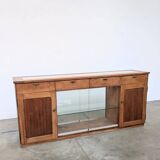 Double-sided counter in wood and pink marble (233 cm)