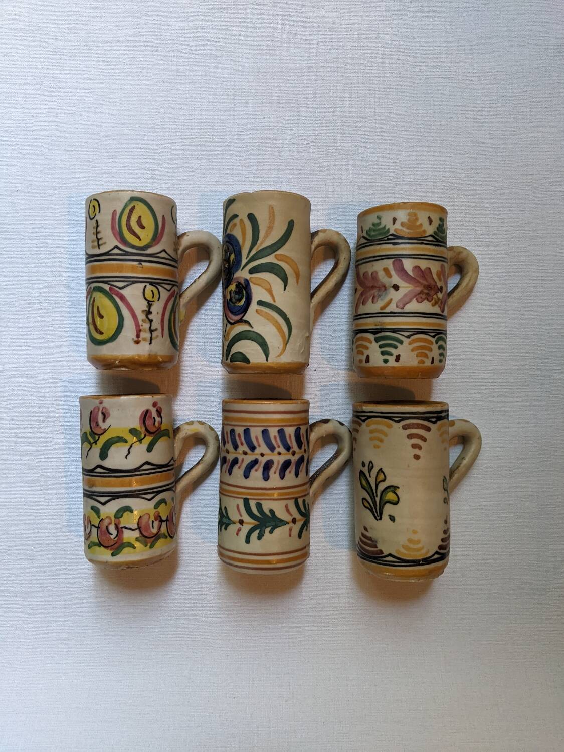 Set of 6 handcrafted ceramic mugs from the Spanish countryside and bohemian style