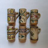 Set of 6 handcrafted ceramic mugs from the Spanish countryside and bohemian style