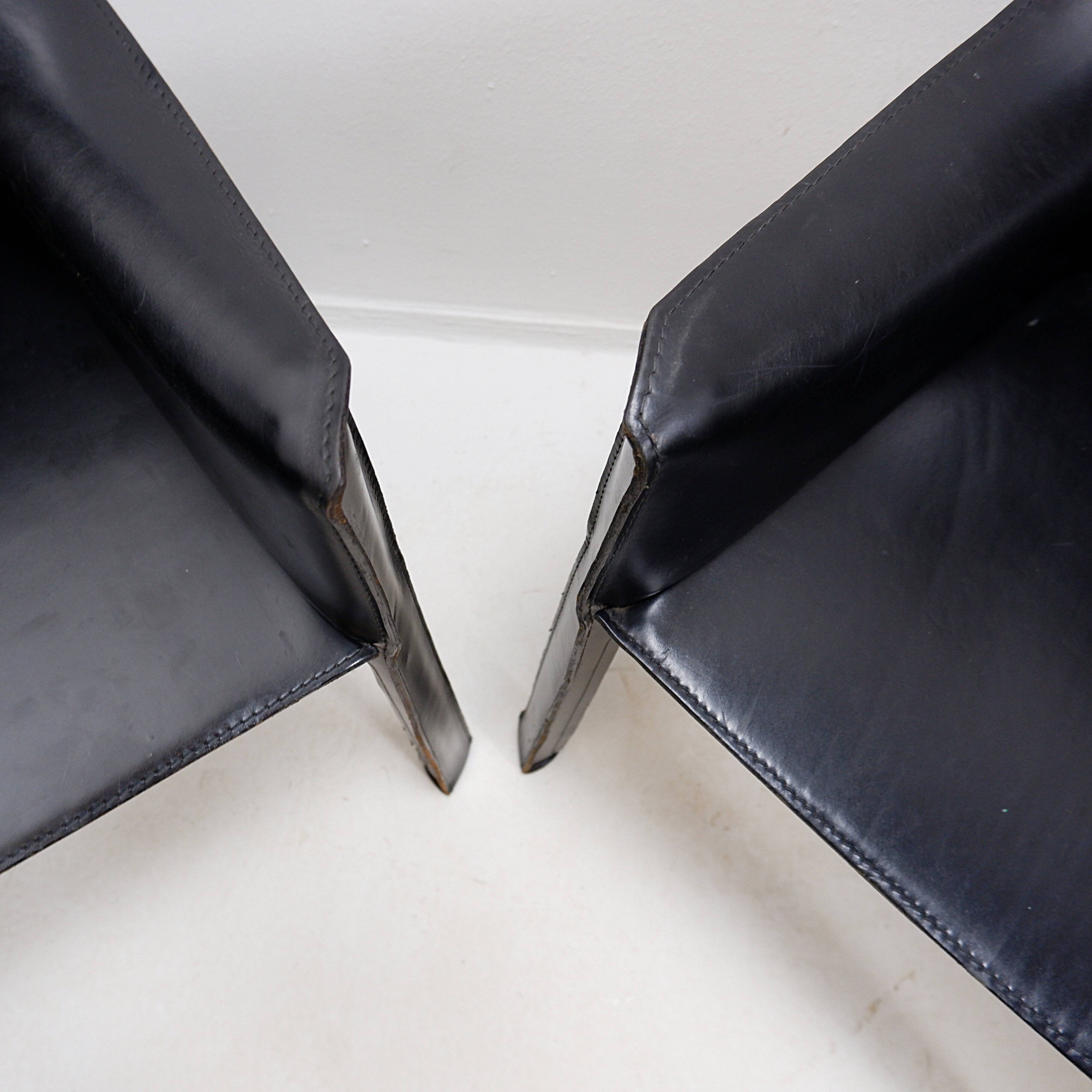 Set of 4 'Cab 413' chairs with armrests by Mario Bellini for Cassina - 1970s