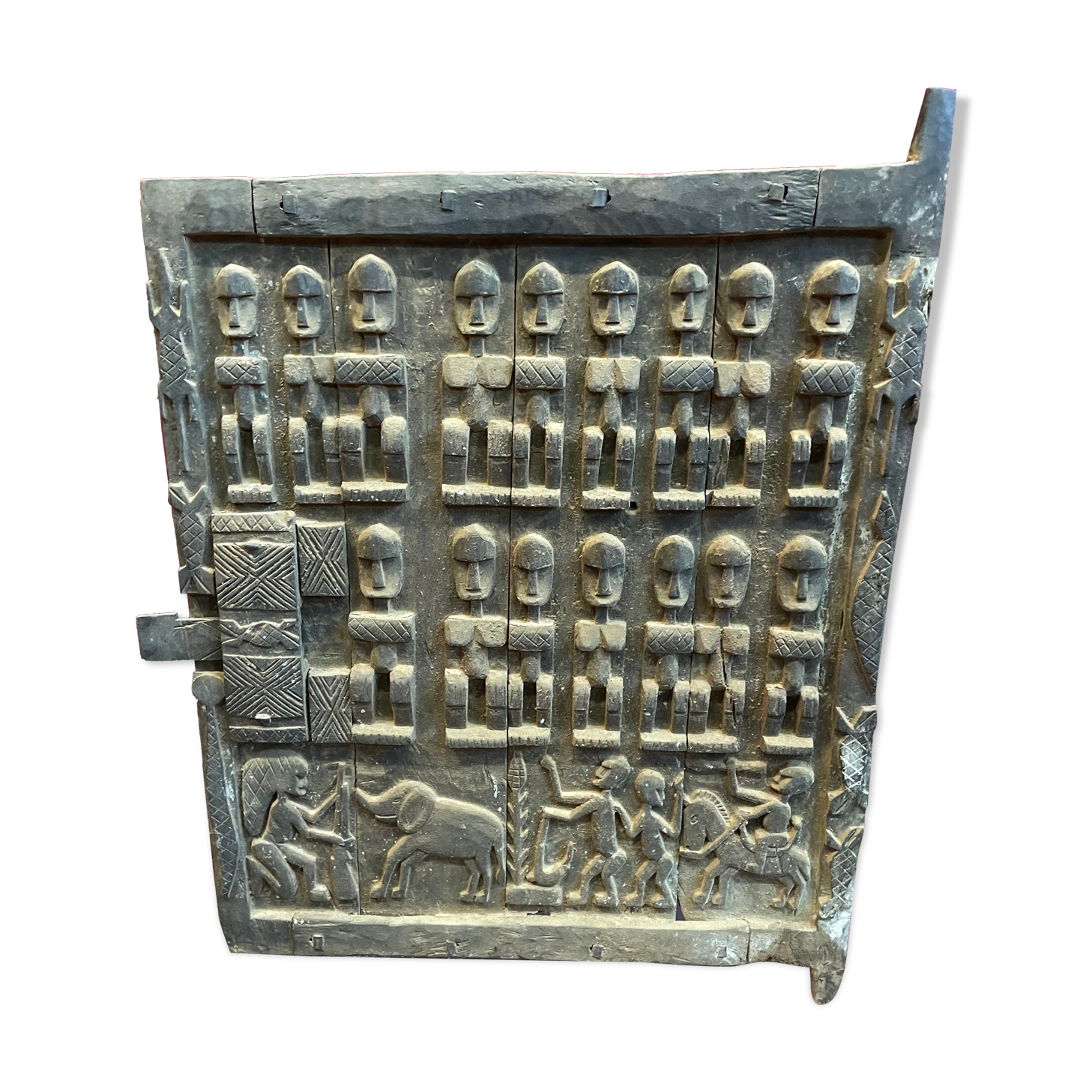 Mali, former Dogon attic shutter with its lock.