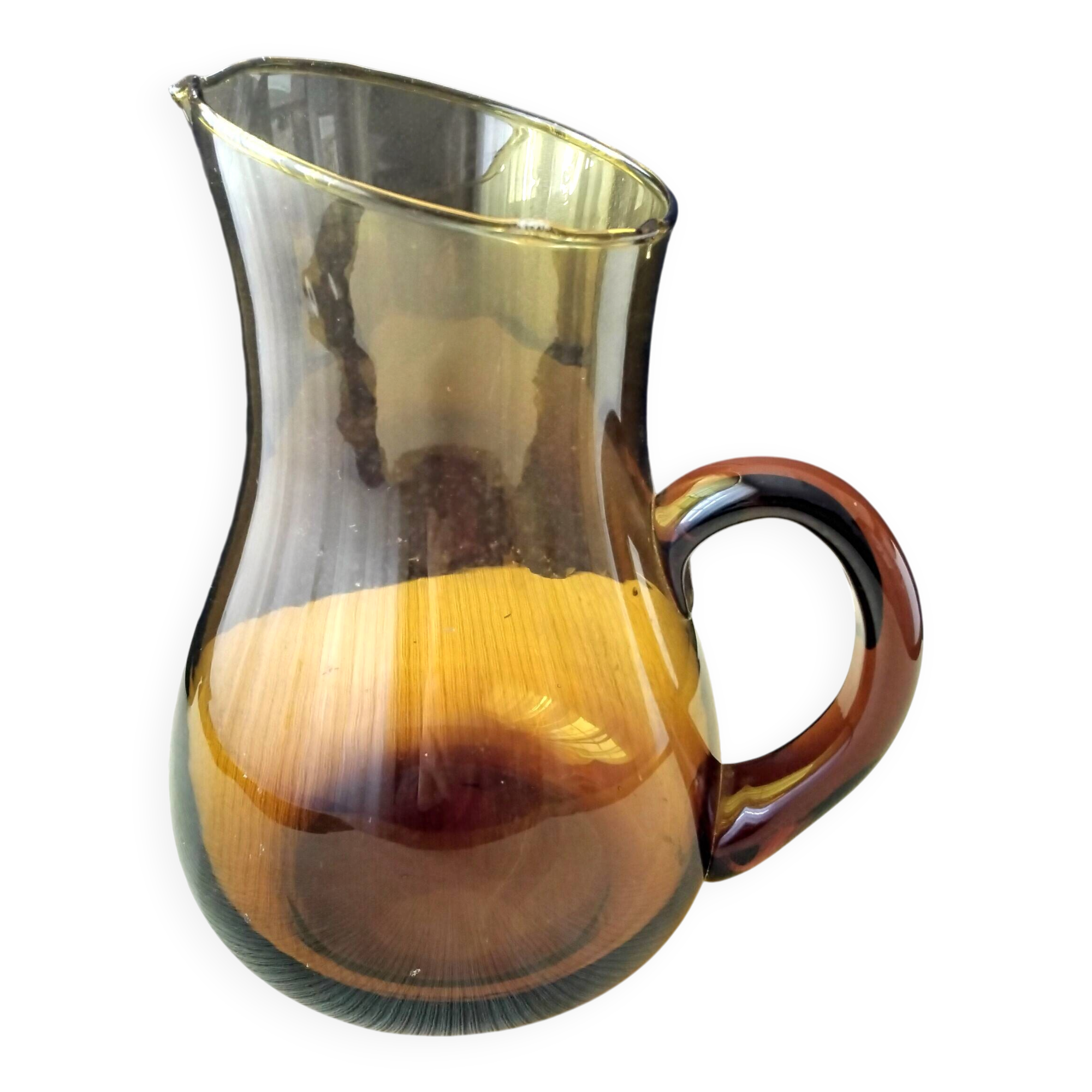 Jug, amber blown glass water carafe 1.5 l