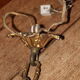 Shell chandelier 1900, frosted glass engraved and bronze