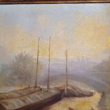 Oil on Canvas 19th Yvonac Annurey R "Barge"
