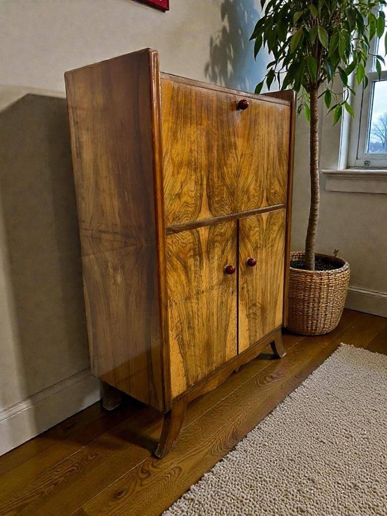 vintage Art Deco wooden armoire / bar