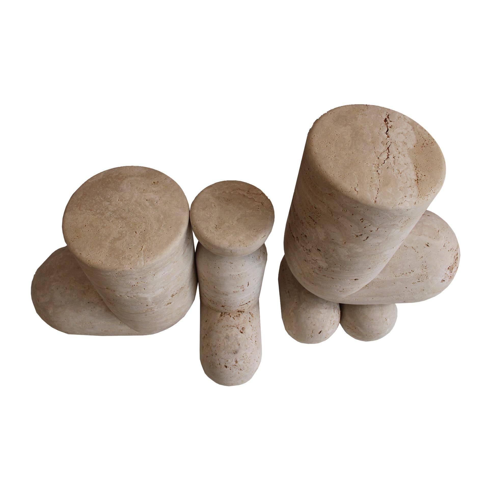 Pepe Guerrero MTC5 Console Table in Cream Travertine, Organic Modern