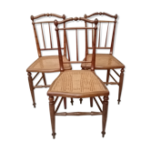 3 wooden and canning chairs