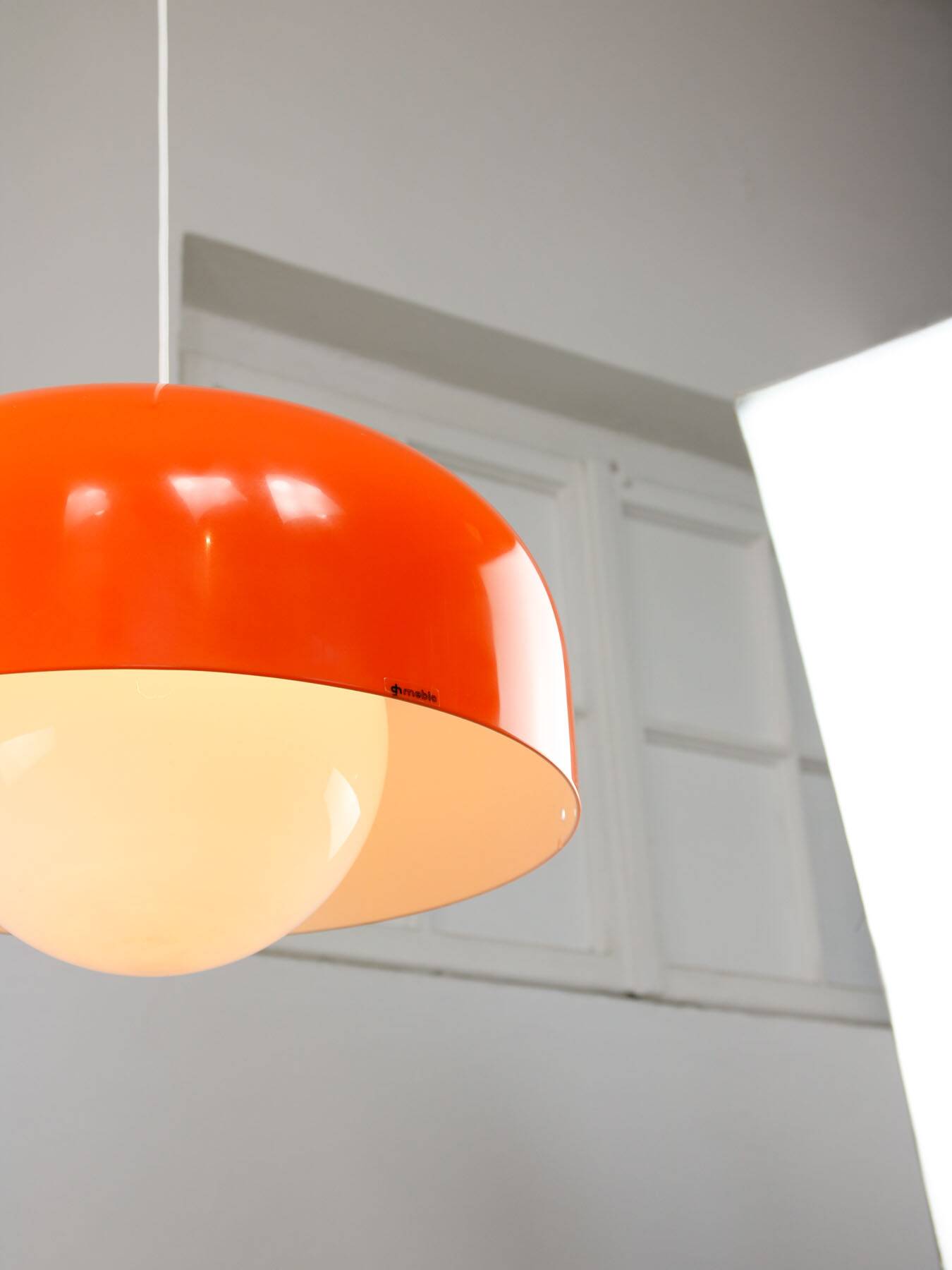 Big Space Age Pendant from Guzzini in Orange, 1970s