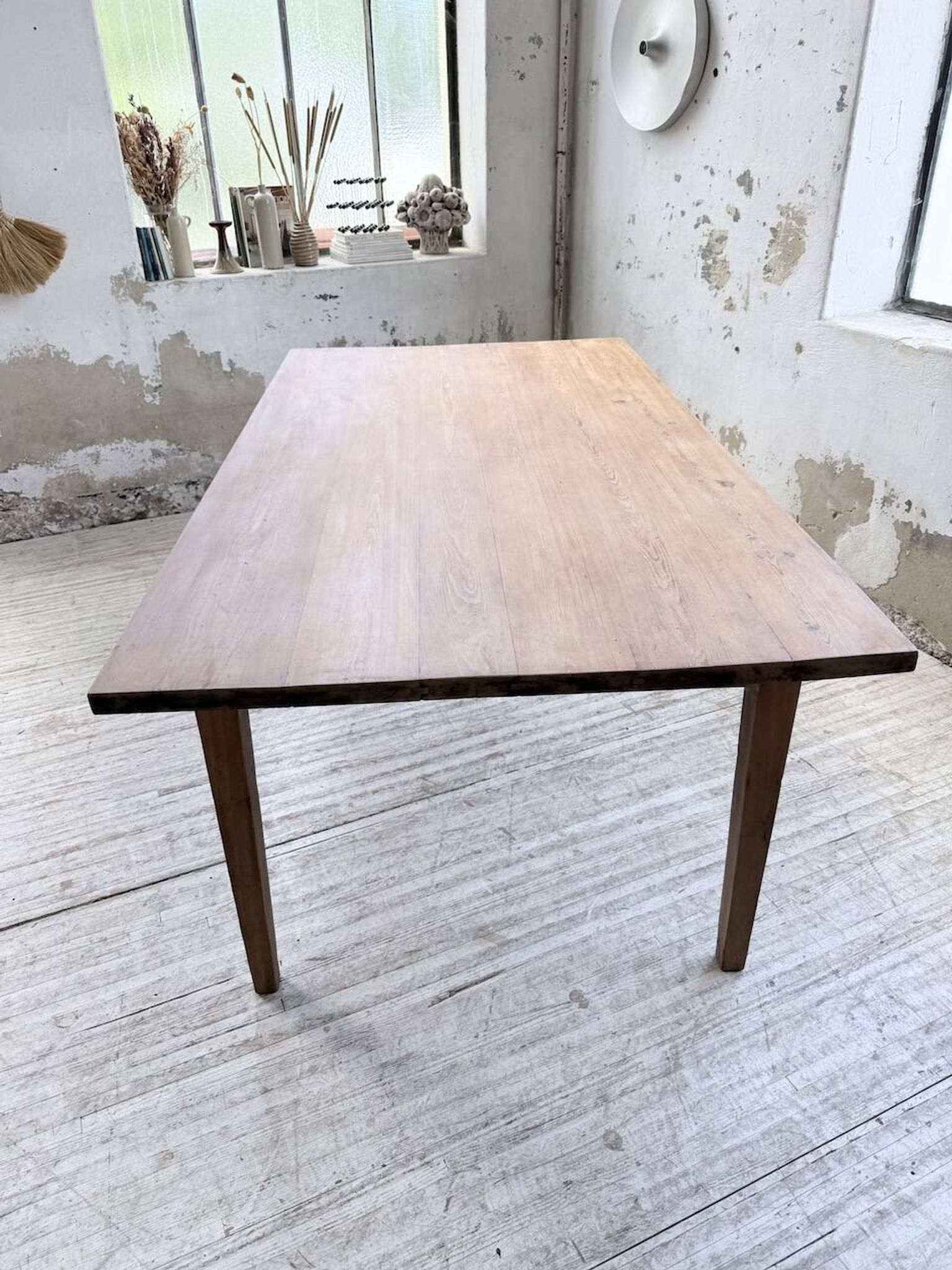 Farm table pitch pine 2 x 1 m from the 1950s