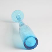 Vintage handblown blue bubble glass bottle vase