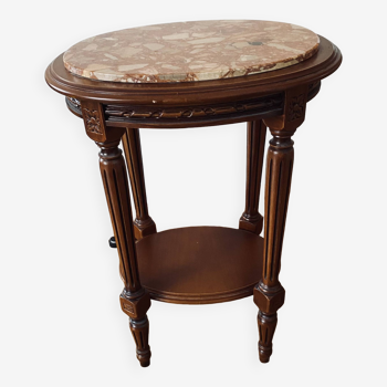 Table console merisier et marbre