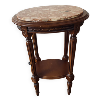 Table console merisier et marbre