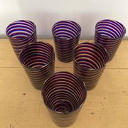 6 verres gobelets d'art Murano spirales tricolores