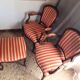 Pair of antique Louis XV style armchairs and ottoman.