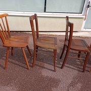 Set of 16 mismatched wooden bistro chairs - vintage - luterma