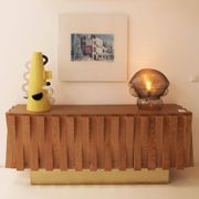 Contemporary Italian Dry Bar Made of Wood and Brass in Brutalist Style