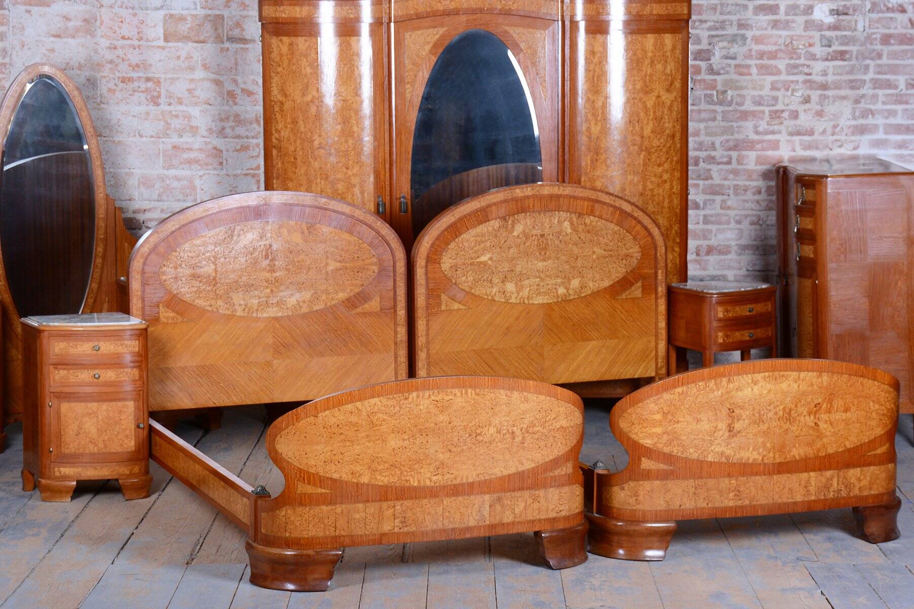 Art Deco Bedroom Suite from Louis Majorelle, Fance, 1930s, Set of 8