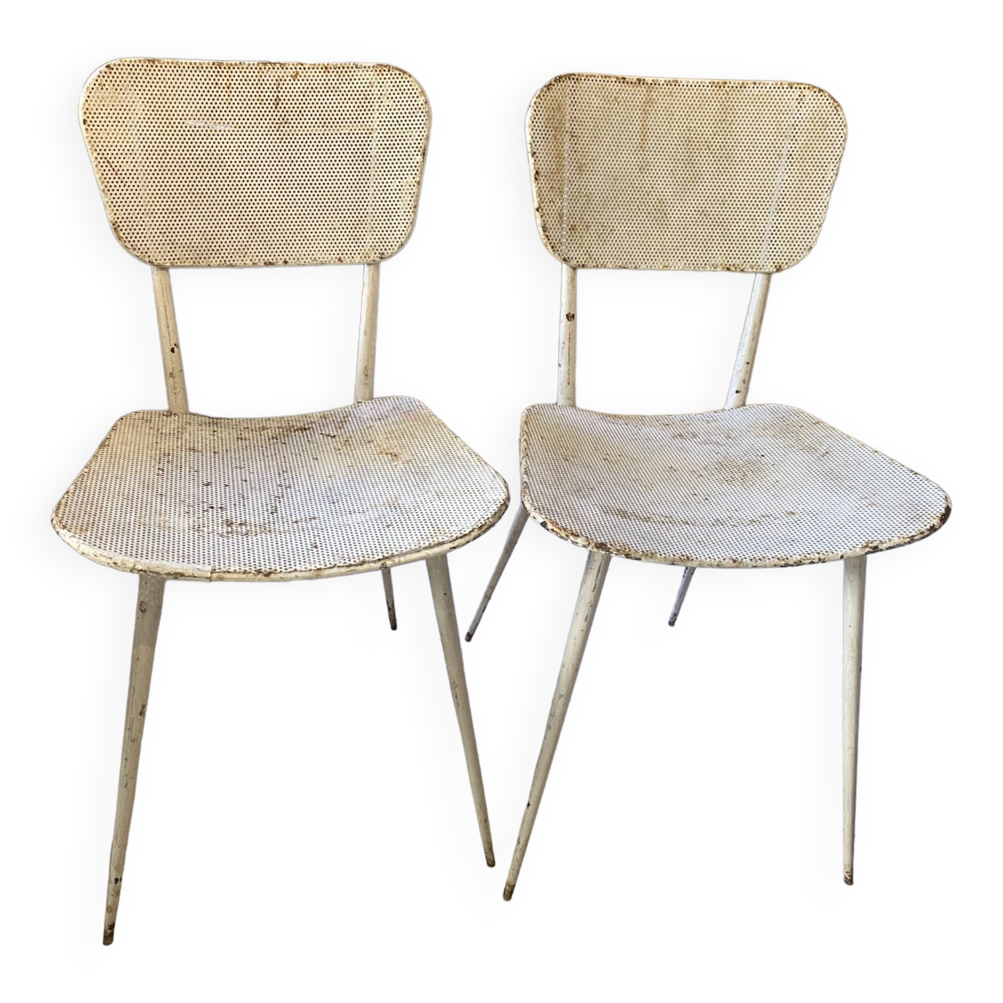 Paire de chaises en métal blanc