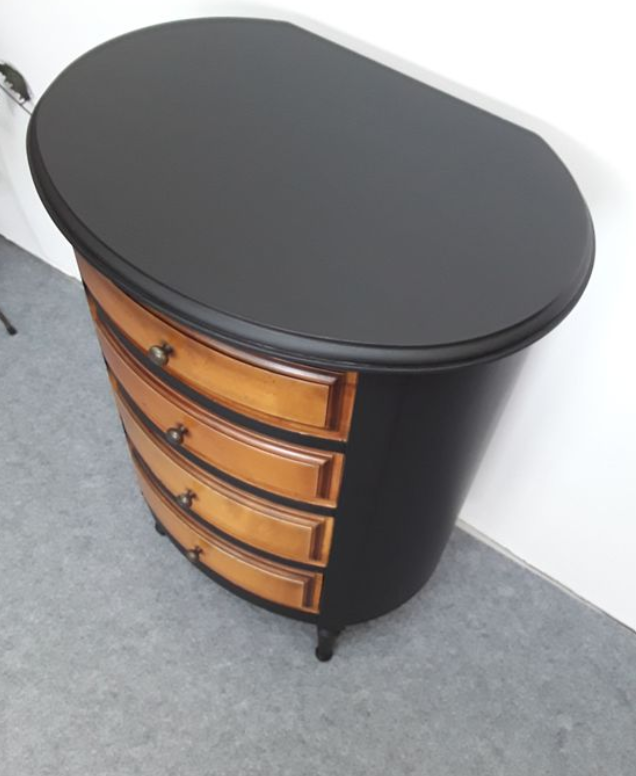 Black drum shape bedside including 4 drawers