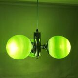 Space Age green glass hanging light