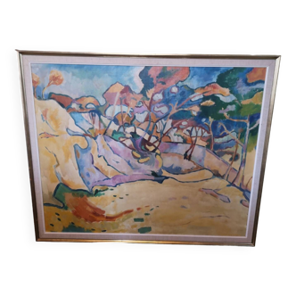Peinture copie de Georges Braque "L'estaque"