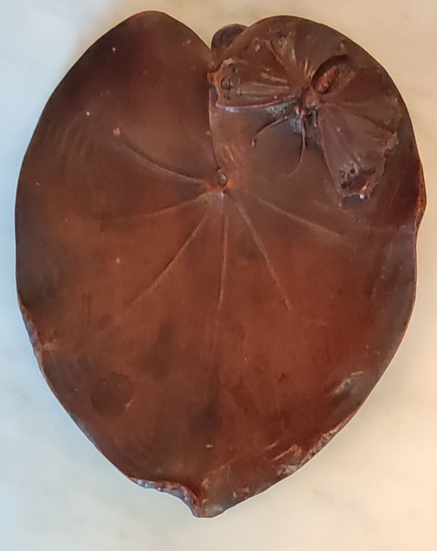 Old empty wooden pocket Art Nouveau butterfly décor