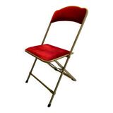 2 metal and red velvet chairs