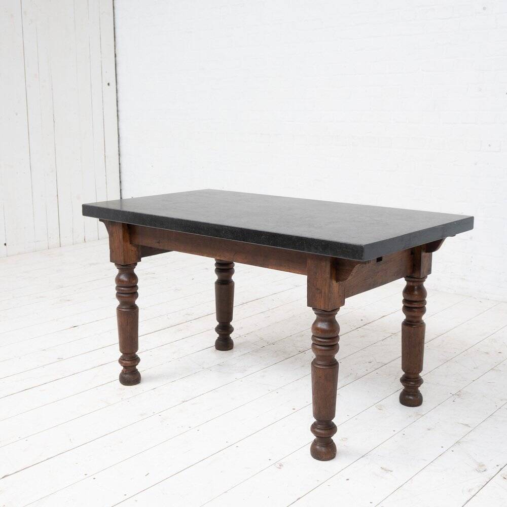 Console en chêne et pierre français antique, 1880