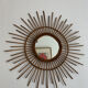 Miroir vintage 1960 soleil rotin - 78 cm