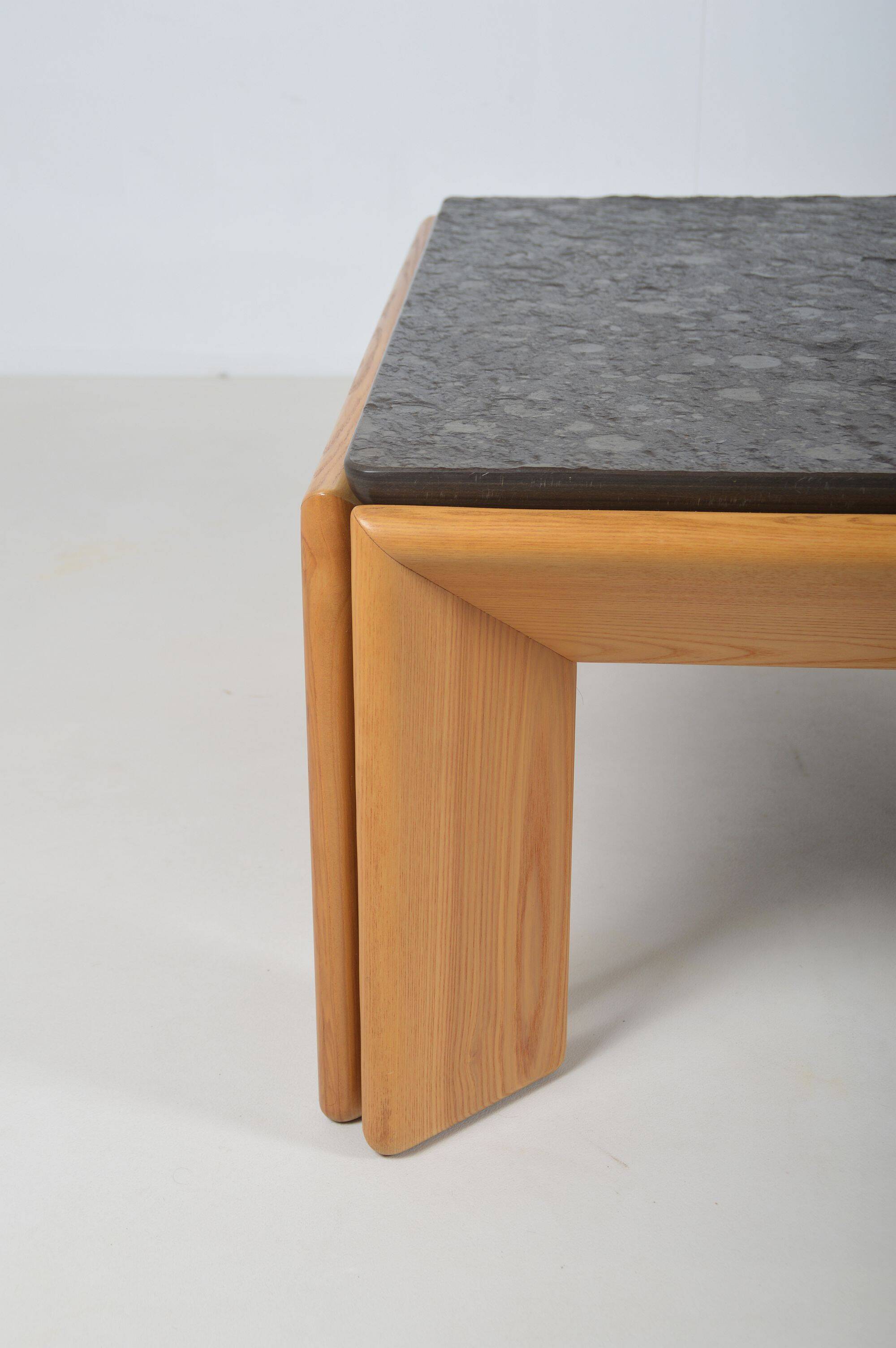 Brutalist coffee table with natural stone top, 1970s