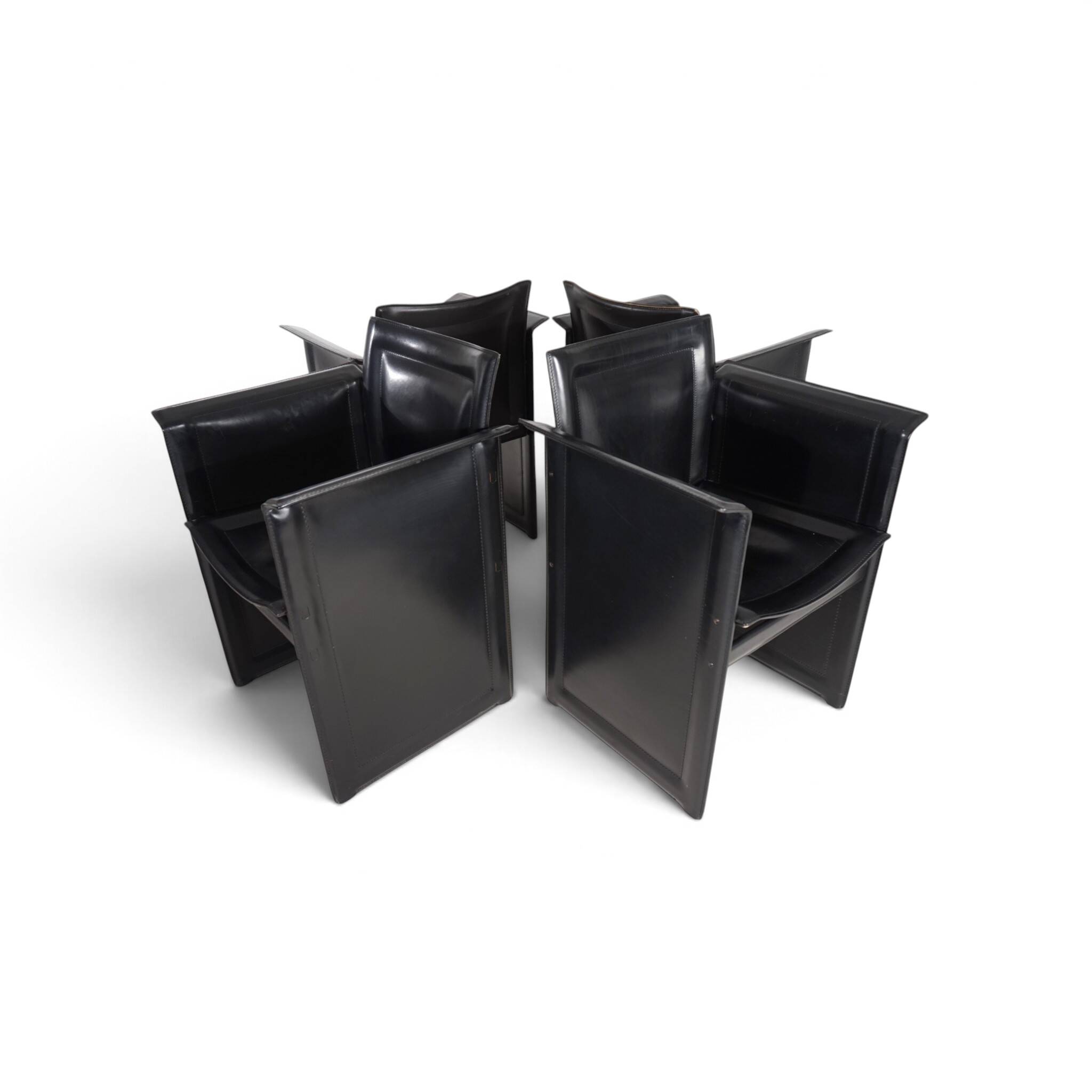 Arrben Solaria leather dining chairs, set of 4 by Tito Agnoli, 1970