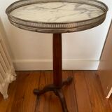 Oval pedestal table white mabre side table