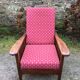 Vintage morris armchair in beech and fabric bordeaux napoleon iii