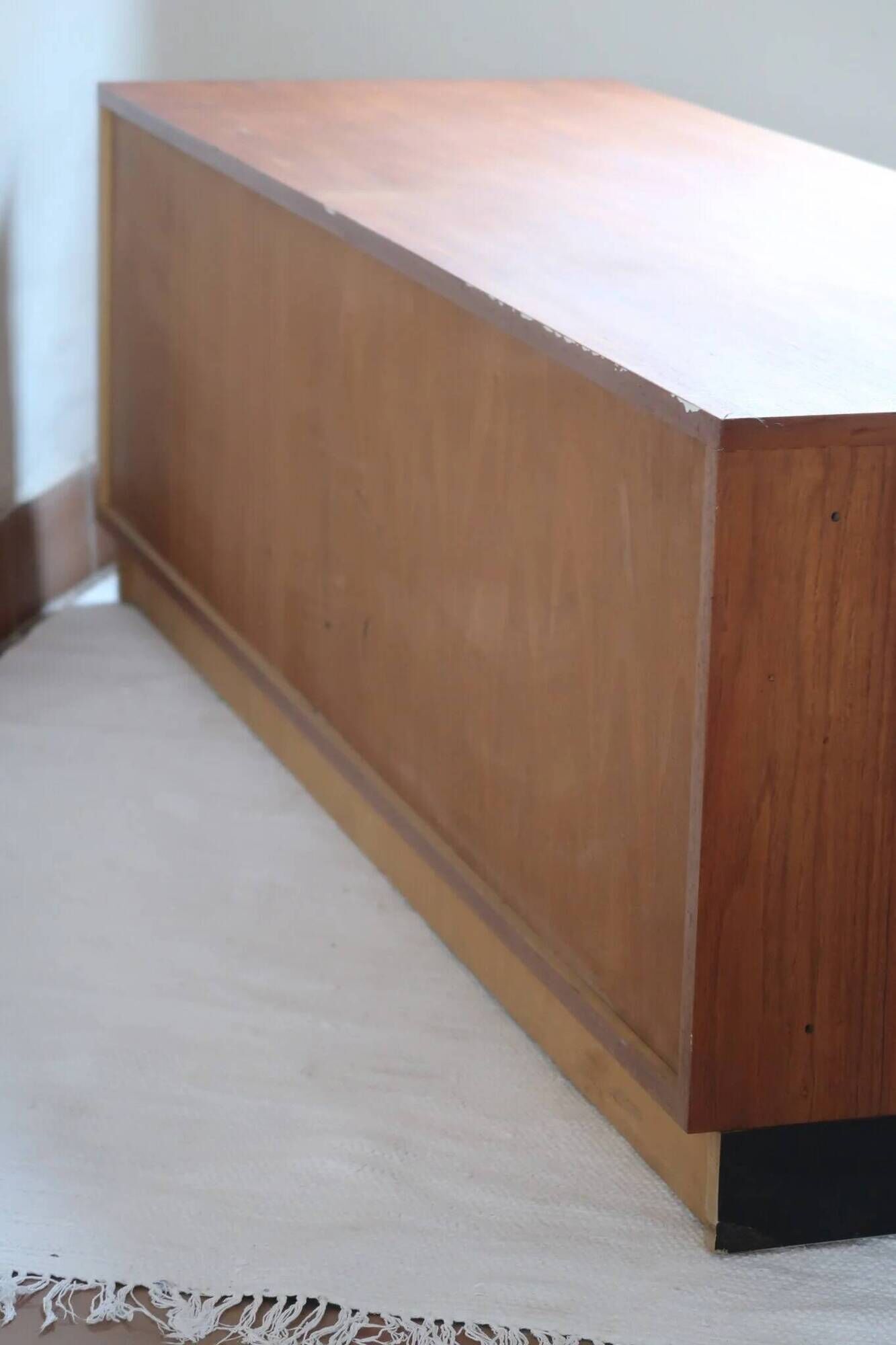 Teak enfilade, sliding canvas doors, 1960s.