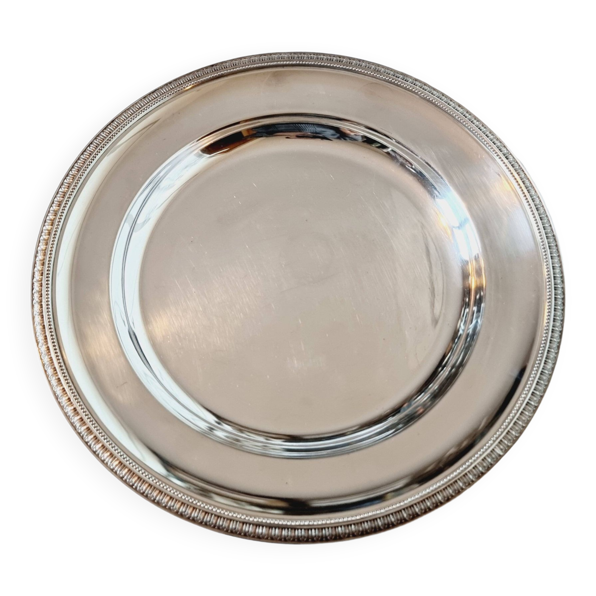 Round tray or large platter in silver metal christofle model gallia malmaison