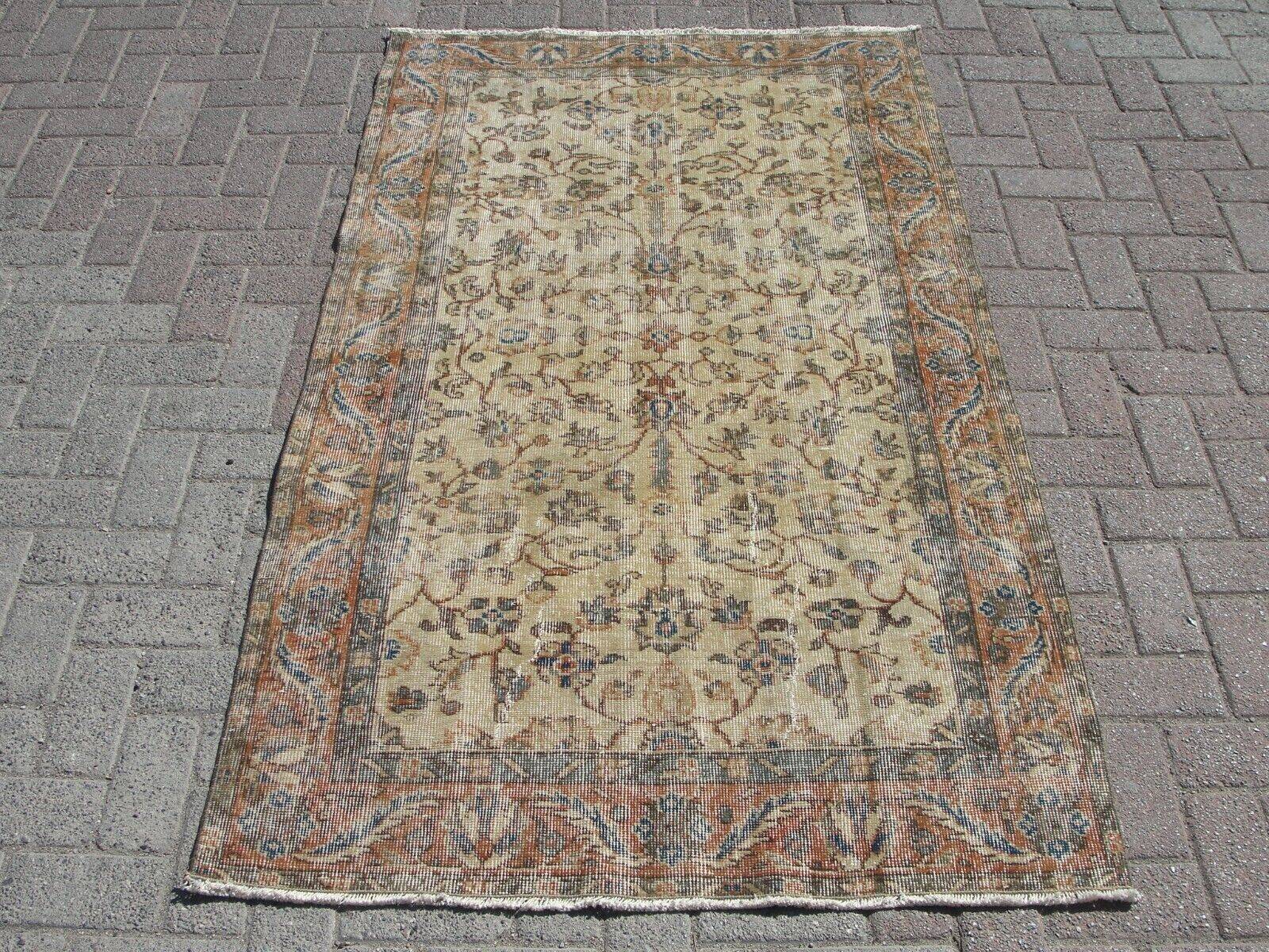 4x6 Turkish handwoven area kilim rug, Turkish wool rug