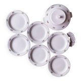 Gien flower service: 6 plates + 1 tureen