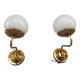 Pair of brass and glass wall lights