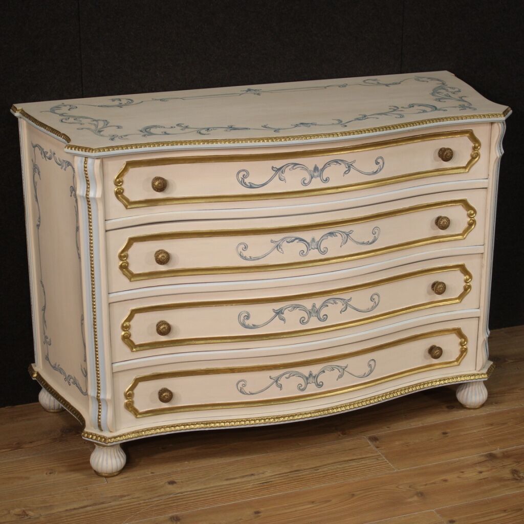 Italian dresser in lacquered, painted and gilded wood