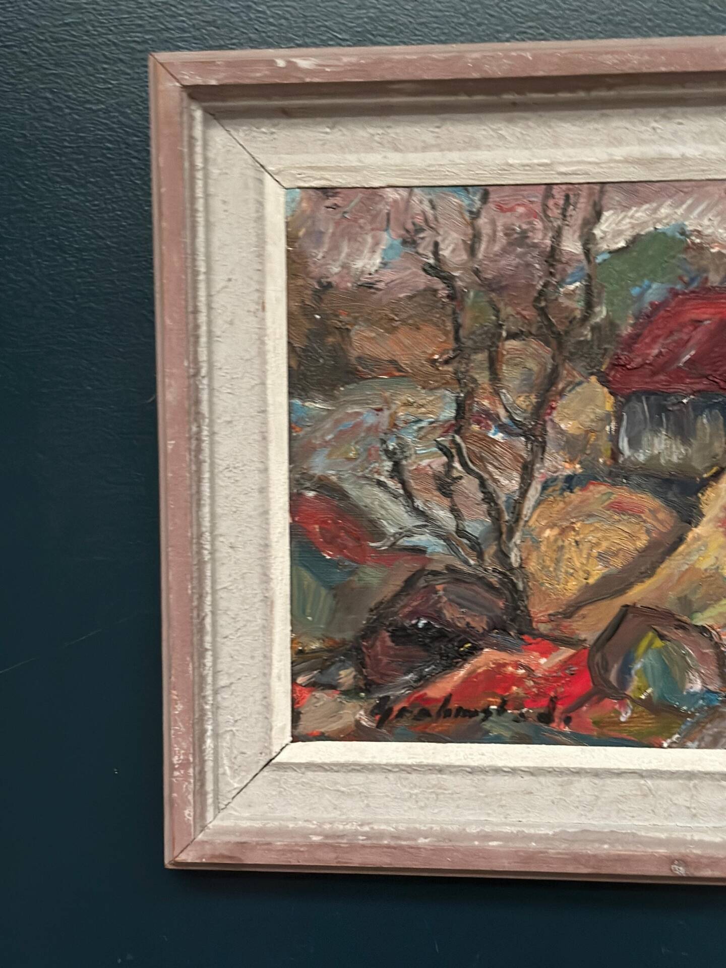 Swedish Oil on Canvas – “Cottage with a Red Roof” by Nils Grahmstad