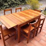 Table & 6 chairs in solid pine 80s