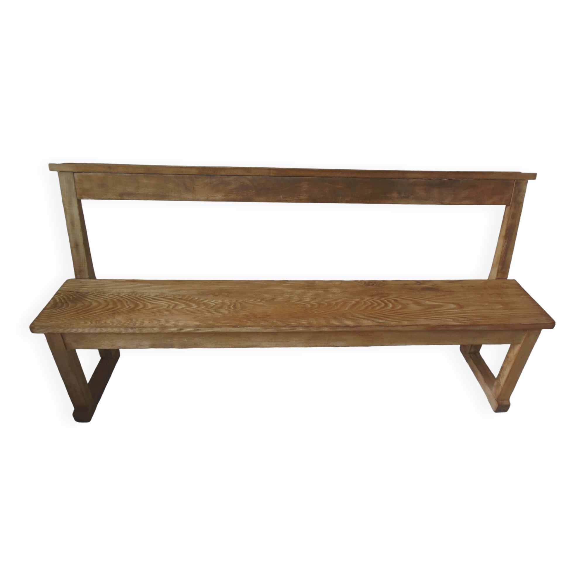 Church pew, pitchpin bed with a light oak waxed finish.