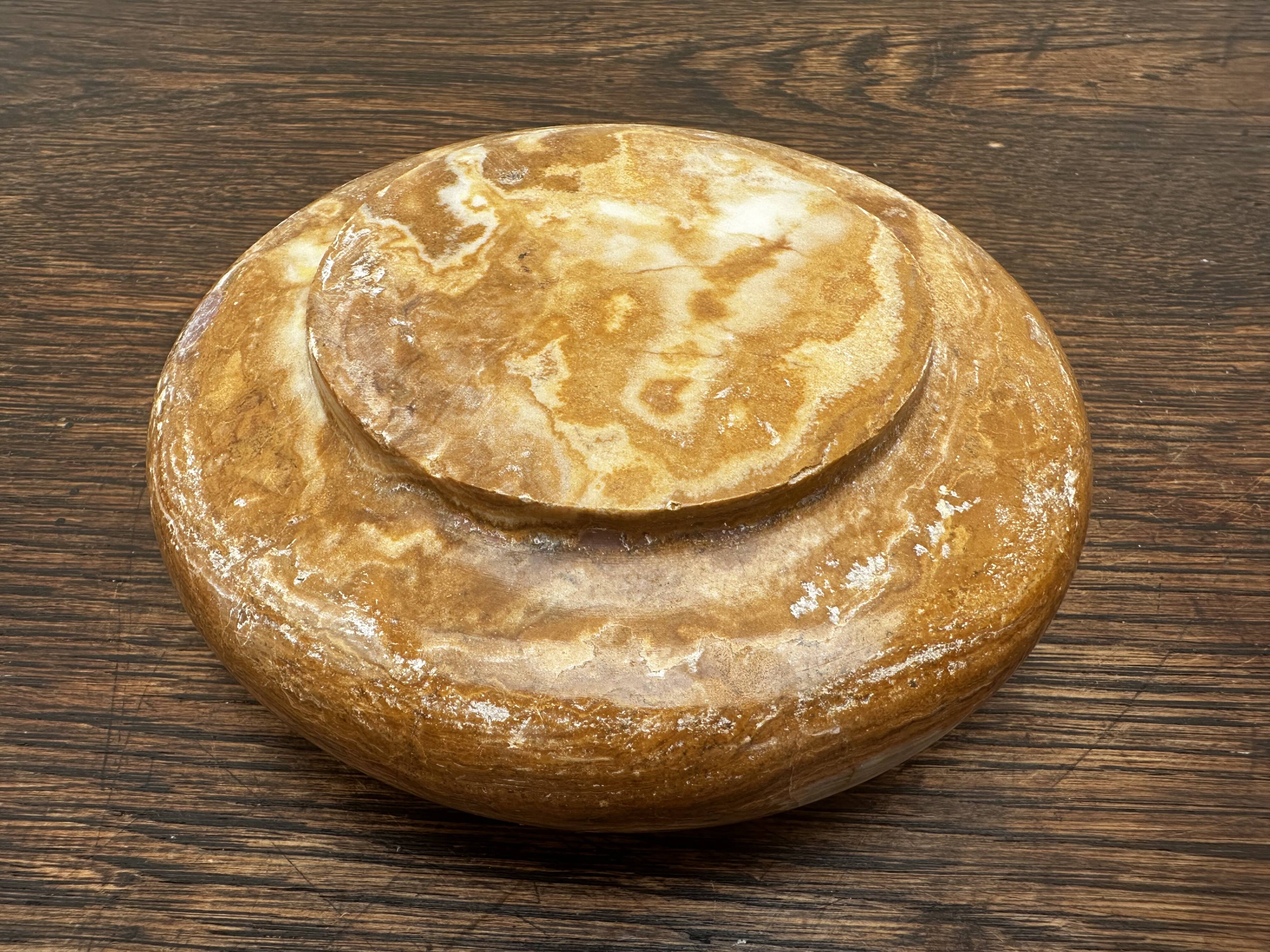 Vintage Orange Marble Ashtray Diameter 12 cm