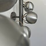 Pair of vintage adjustable wall lights, chrome and brushed metal, France 1970