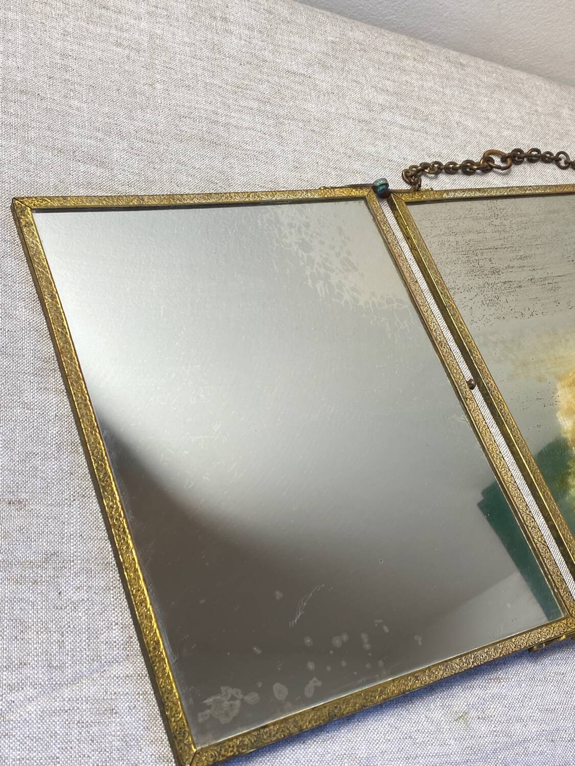 Vintage barber triptych mirror