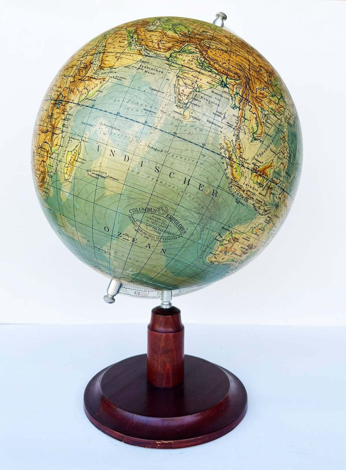 Large Earth globe 40s - Art Deco - Columbus Berlin  50 cm H