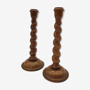 DuO turned wood candle holders