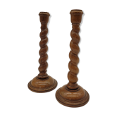 DuO turned wood candle holders