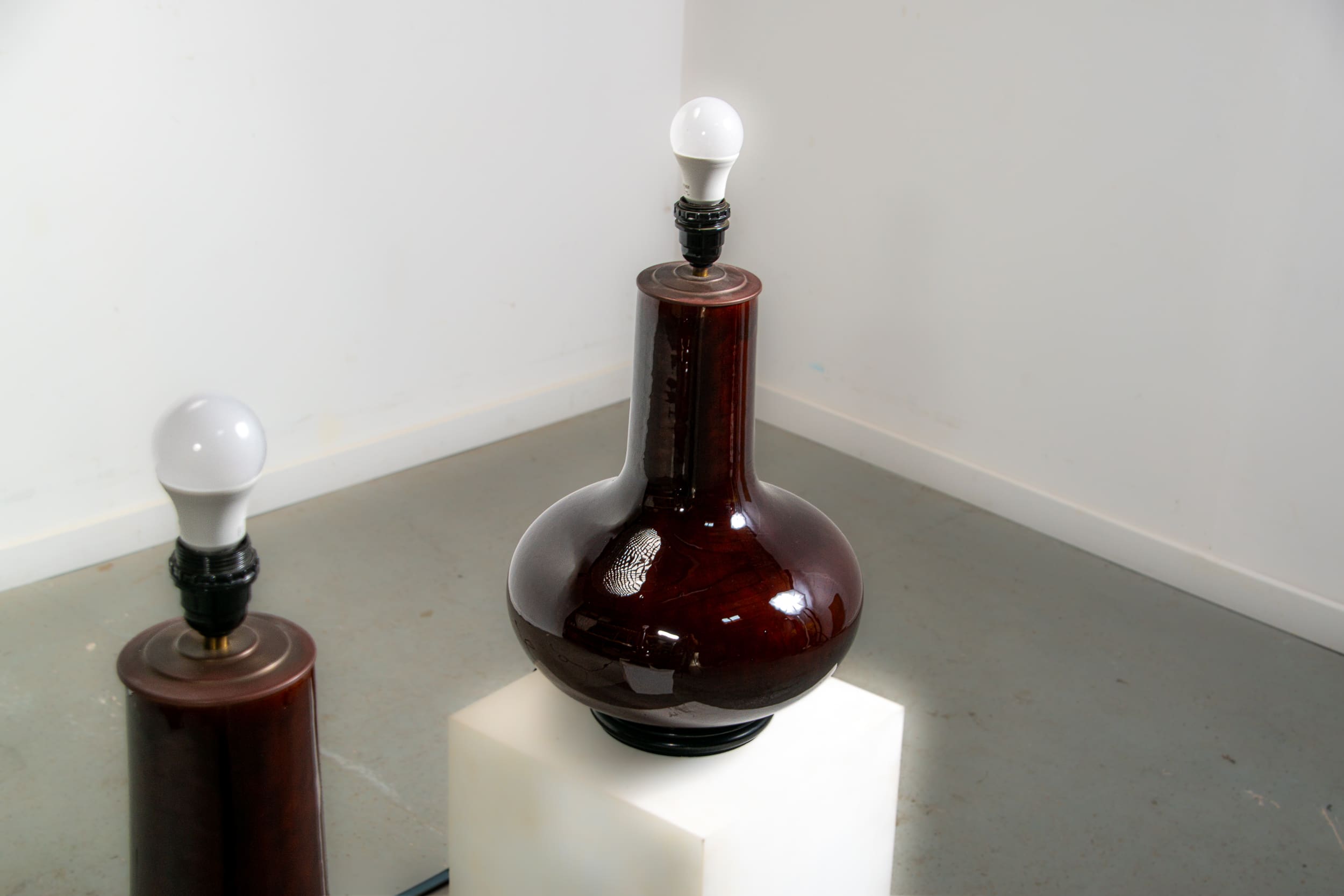 Pair of oversized ceramic lamps. Circa 1970